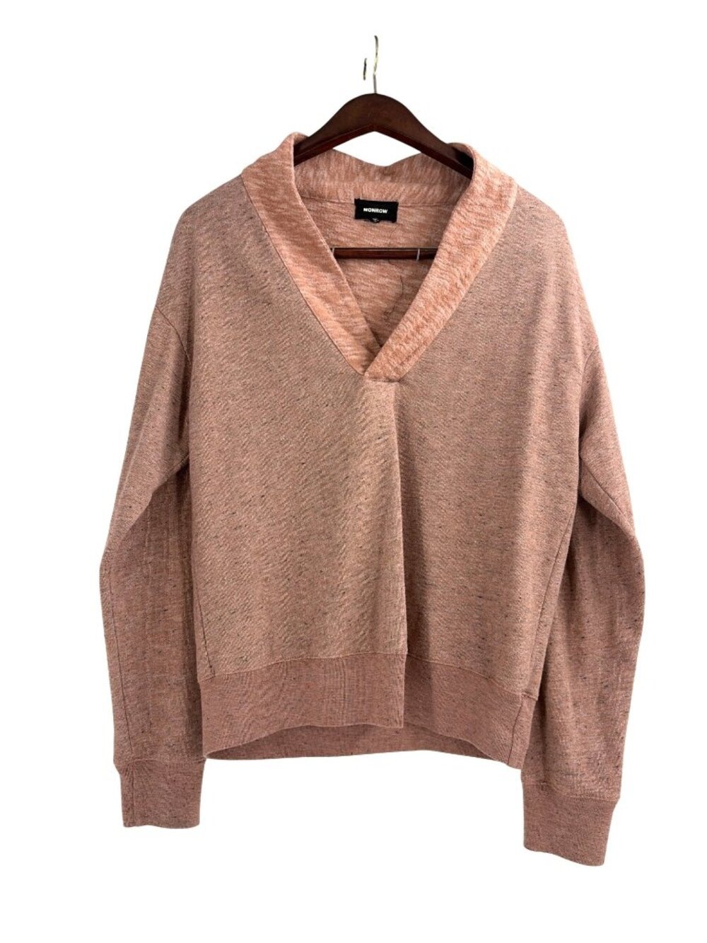 Monrow Shawl Collar Sweatshirt French Terry Womens Medium Marled Loungewear
